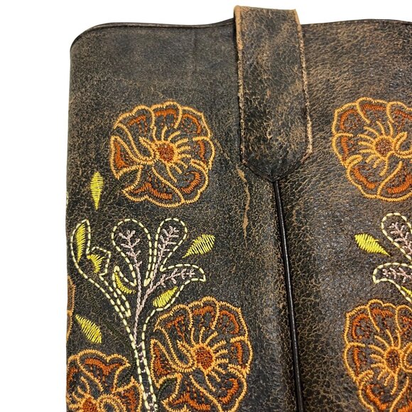Macie Bean Boots women's 8 brown leather white yellow orange floral embroidered - Picture 4 of 13